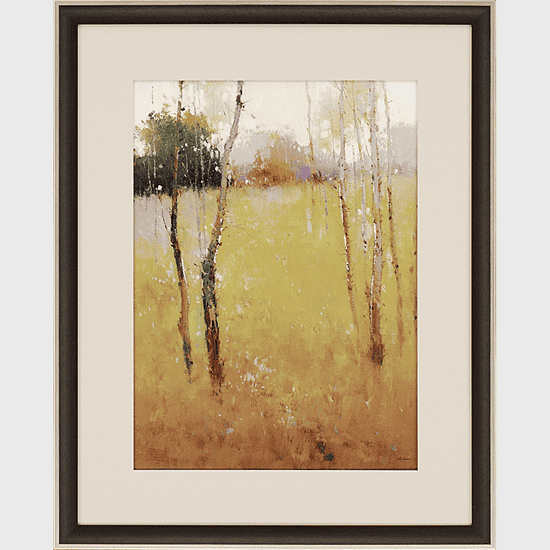 watercolor tree painting, framed wall art, modern art decor, yellow landscape print, abstract nature artwork, contemporary home decor, framed wall decals