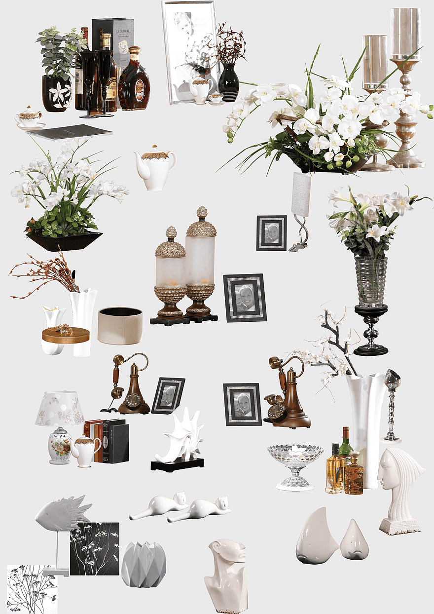table furniture decor, interior design accessories, floral arrangement centerpiece, home decoration elements, vintage home decor items, elegant table settings, decorative art pieces