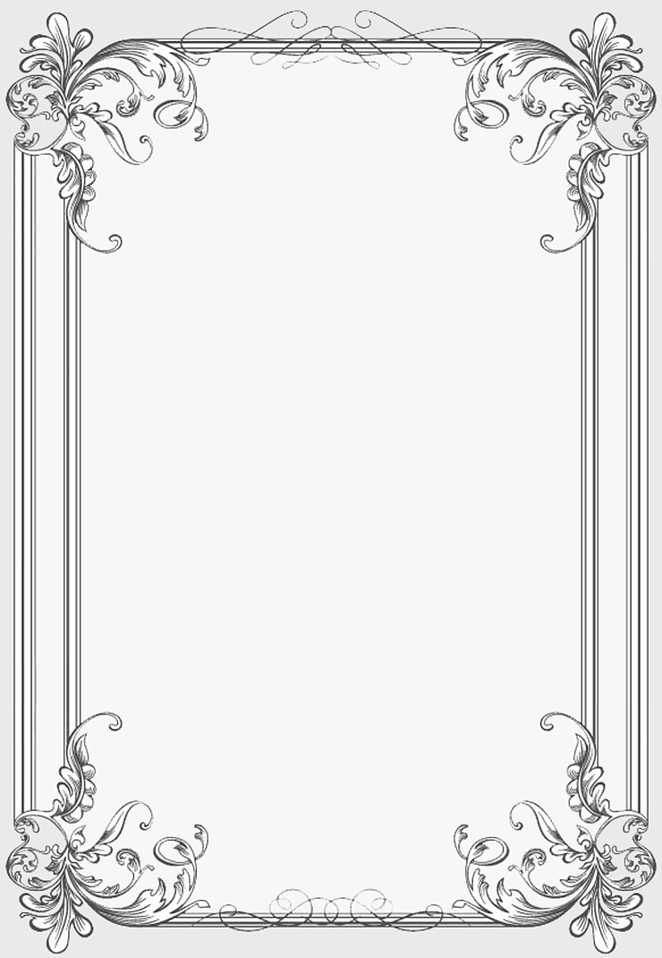 silver floral frame, vintage wedding invitation border, monochrome rectangle template, black and white line art, ornate decorative border, elegant invitation design, classic frame illustration