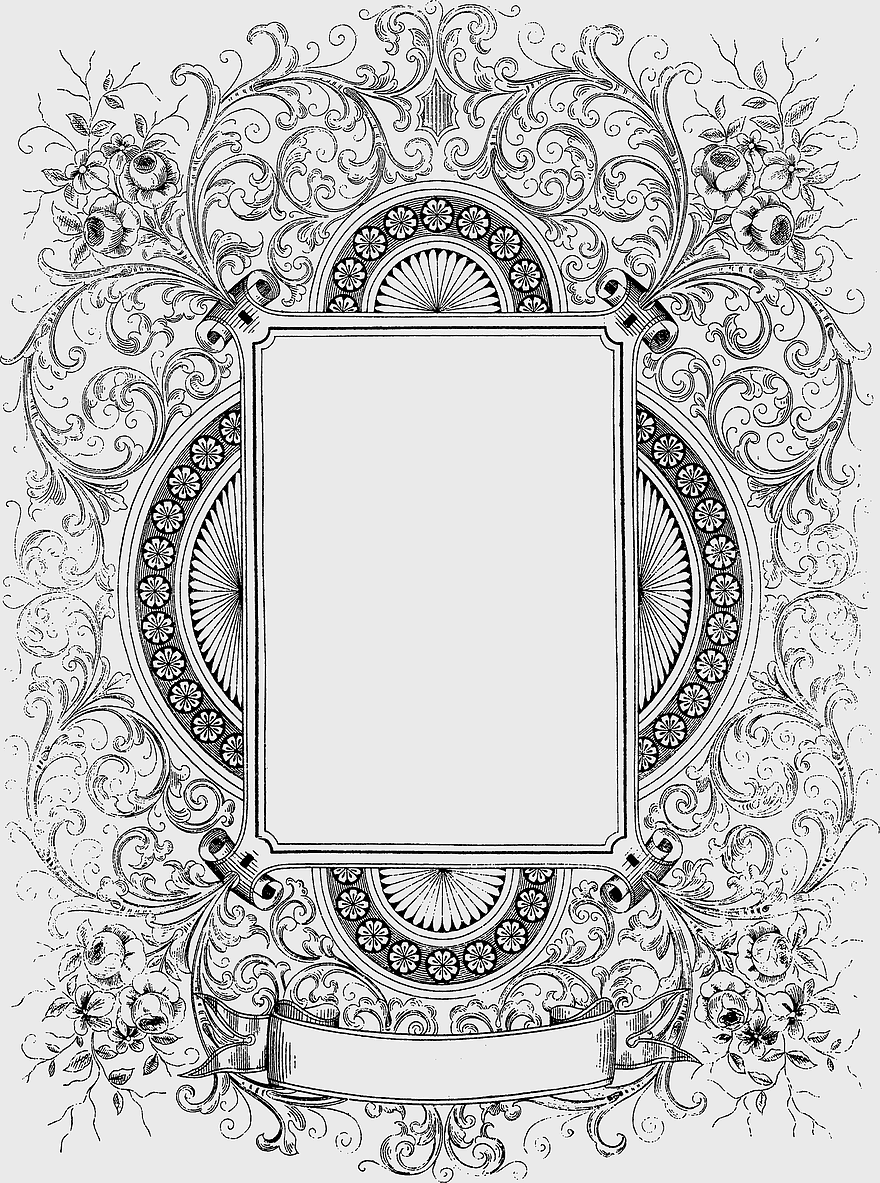 frame text black and white pattern, decorative border free, monochrome ornament design, line art borders and frames, vintage frame illustration, intricate border design, floral frame ornamentation