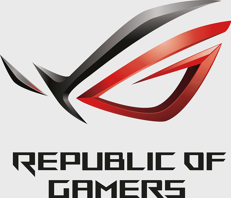 asus republic of gamers logo, rog gaming brand, electronic sports sponsor, rgb color model design, gaming technology symbol, esports equipment icon, high-performance gaming emblem