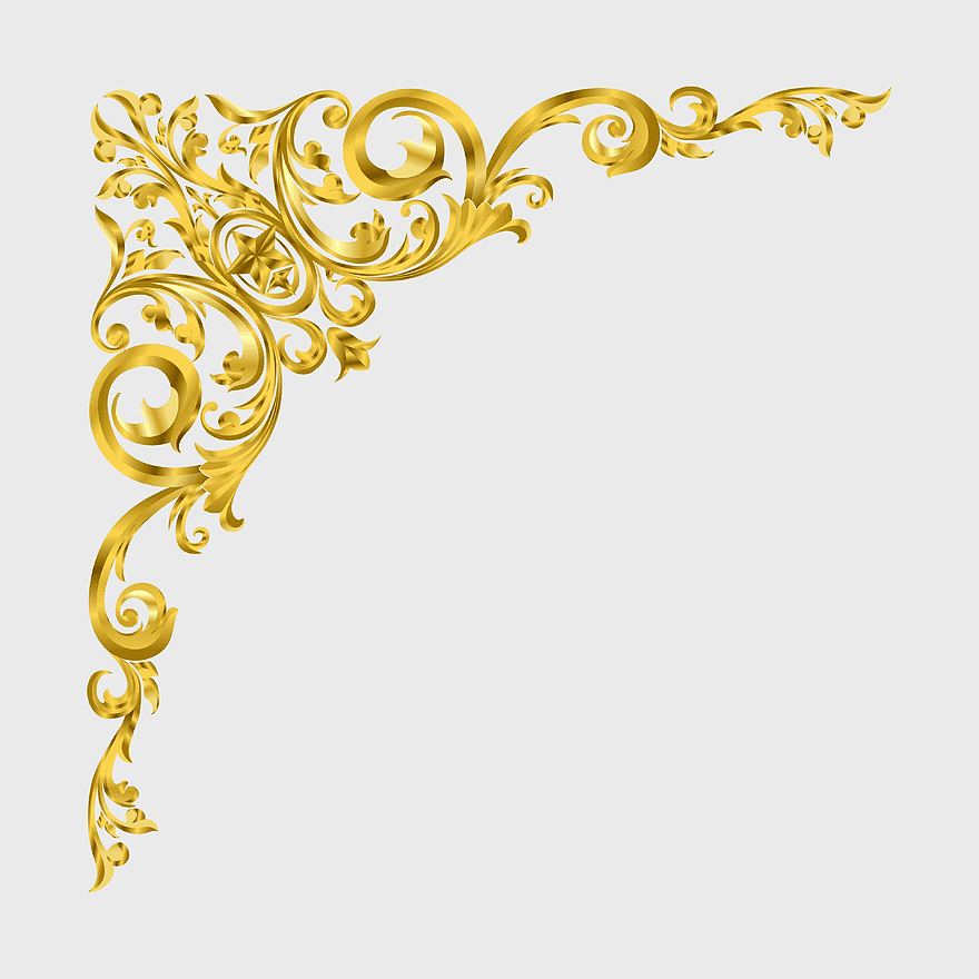 golden corner ornament, ornamental gold design, decorative corner element, vintage gold embellishment, intricate filigree pattern, elegant frame detail, baroque style accent, png golden corner ornament, ornamental gold design, decorative corner element, vintage gold embellishment, intricate filigree pattern, elegant frame detail, baroque style accent, png