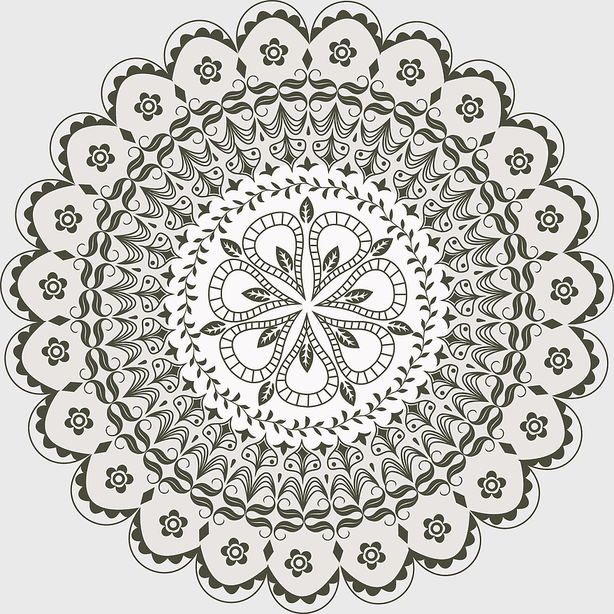 Mandala art, floral vintage design, Indian ornament decoration, flower mandala drawing, intricate pattern illustration, symmetrical art piece, cultural art motif, png