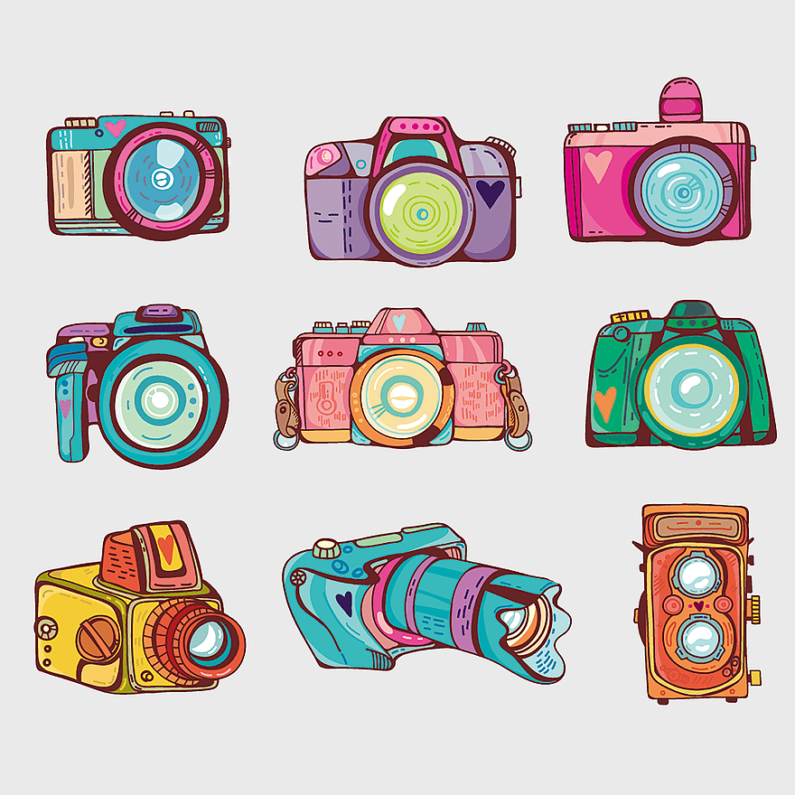 hand-painted camera illustration, vintage camera icons, cartoon camera designs, dslr camera art, graphy equipment graphics, camera lens art collection, colorful camera drawings hand-painted camera illustration, vintage camera icons, cartoon camera designs, dslr camera art, graphy equipment graphics, camera lens art collection, colorful camera drawings