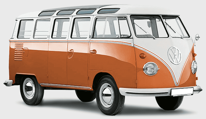 Volkswagen Type 2, Volkswagen Microbus, compact van, Volkswagen Transporter, classic campervan, retro vehicle design, vintage automotive exterior