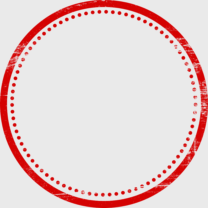red circle label, paper name tag, clock stamp, party favor rim, circular design, dotted border, decorative sticker