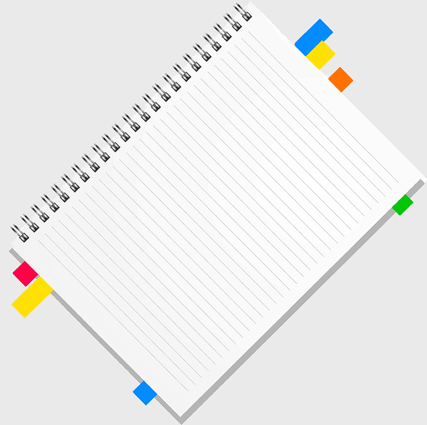 ruled paper notebook, washi tape tags, spiral-bound notepad, colorful page markers, stationery supplies, journaling essentials, note-taking tools ruled paper notebook, washi tape tags, spiral-bound notepad, colorful page markers, stationery supplies, journaling essentials, note-taking tools