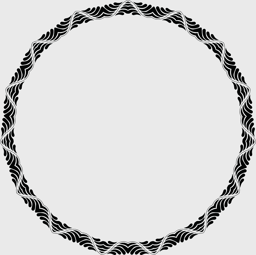 round black frame, laurel wreath border, vintage round frame, black and white circle frame, decorative frame design, classic wreath emblem, monochrome circular border