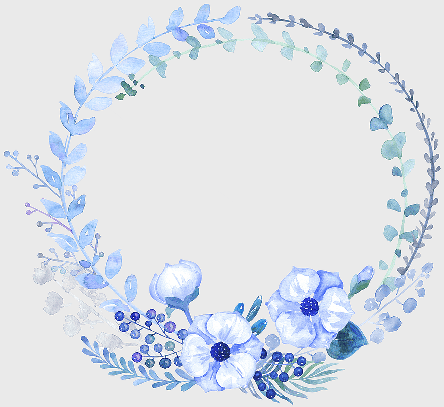 blue watercolor flowers, floral wreath illustration, decorative watercolor leaves, symmetrical floral design, botanical watercolor art, nature-inspired wreath, elegant floral circle blue watercolor flowers, floral wreath illustration, decorative watercolor leaves, symmetrical floral design, botanical watercolor art, nature-inspired wreath, elegant floral circle