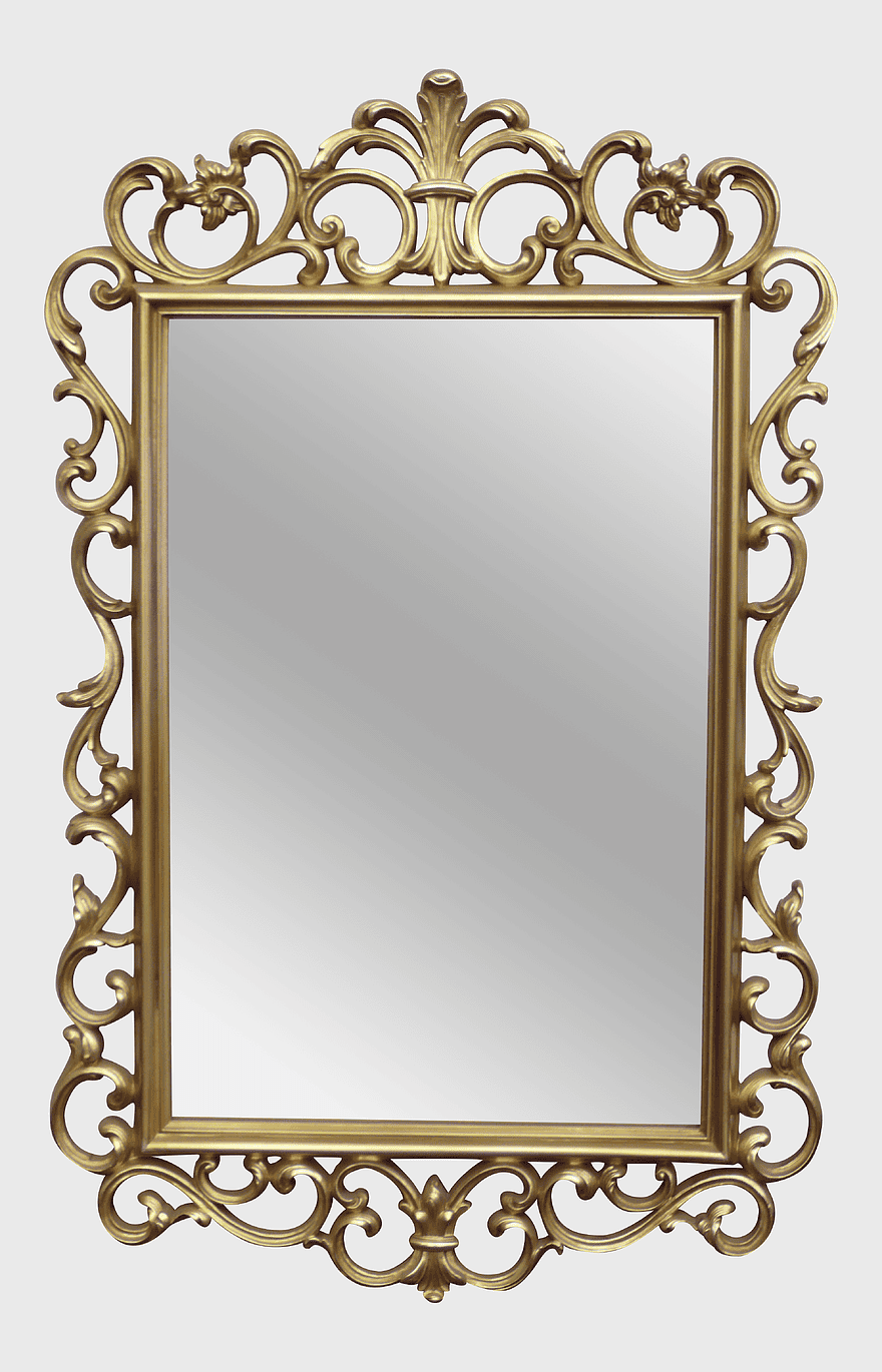 Rococo mirror frame, ornate gold mirror, French interior decor, rectangle wall mirror, vintage home furnishings, antique-style decor, elegant room accents