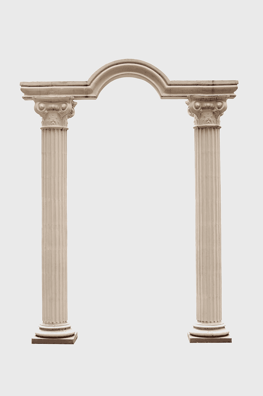 Rome Column Architecture, Classical European Roman columns, ancient Roman arch design, corinthian order capitals, historical monument illustration, architectural heritage elements, classical structure details