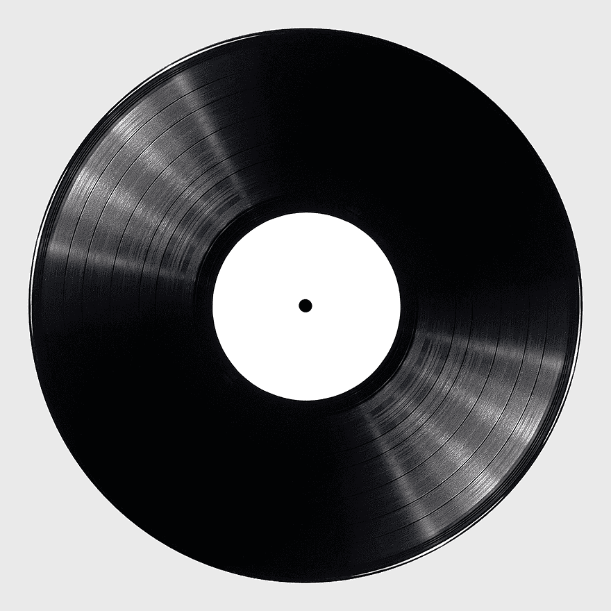 LP record, 12-inch vinyl disc, 33 RPM album, white label record, vintage music media, classic audio format, analog sound collection