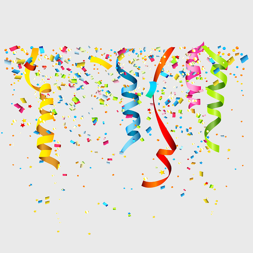 Party Confetti Birthday, assorted-color party decor, serpentine Streamer, colorful Confetti, festive streamers, celebration backdrop, party decoration elements