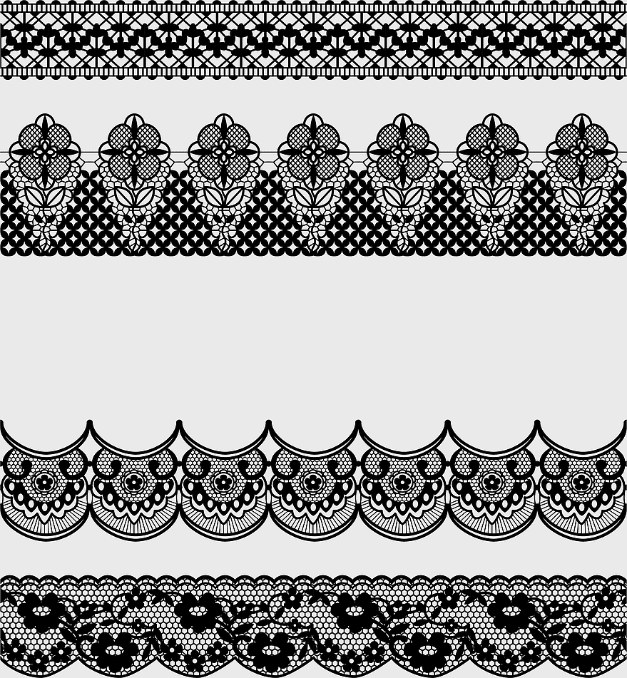 black lace edge, romantic lace design, monochrome lace pattern, lace dividing line, decorative lace border, intricate lace ornament, vintage lace trim