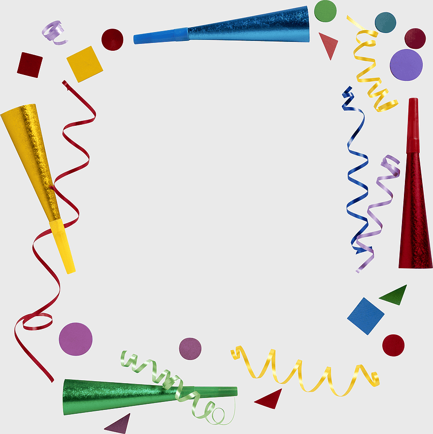 Birthday Party horn Frames, serpentine Streamer, adult birthday party, yellow party Favor, festive celebration border, colorful party decorations, holiday event frame Birthday Party horn Frames, serpentine Streamer, adult birthday party, yellow party Favor, festive celebration border, colorful party decorations, holiday event frame