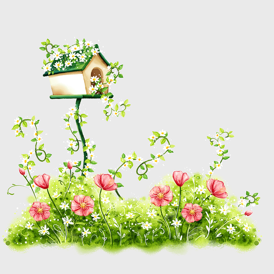 watercolor flower illustration, hand-painted floral design, birdhouse garden art, pink flower arrangement, whimsical garden decor, nature-inspired artwork, springtime floral scene, decorative garden elements watercolor flower illustration, hand-painted floral design, birdhouse garden art, pink flower arrangement, whimsical garden decor, nature-inspired artwork, springtime floral scene, decorative garden elements