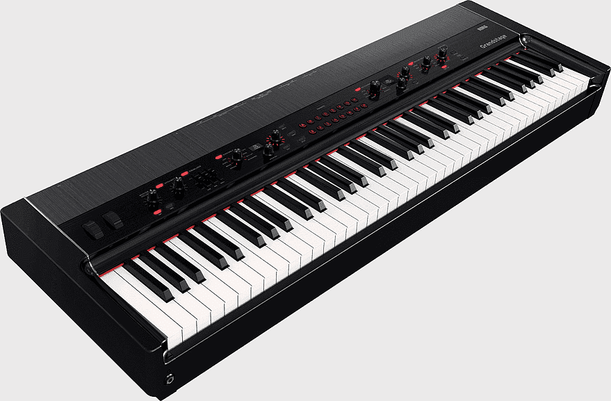 Korg Stage Piano, digital musical keyboard, electronic piano instrument, Korg LP380 model, music performance keyboard, synthesizer sound module, keyboard music production