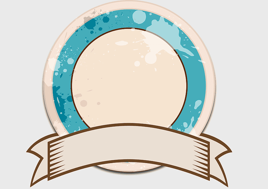 beige and teal ribbon logo, retro circle frame, trendy product design, golden border frame, vintage badge template, decorative emblem illustration, floral-themed icon layout beige and teal ribbon logo, retro circle frame, trendy product design, golden border frame, vintage badge template, decorative emblem illustration, floral-themed icon layout