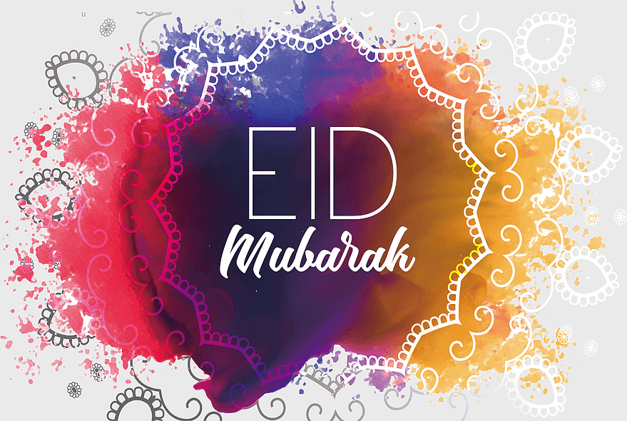 Eid Mubarak watercolor poster, Eid al-Adha decorative patterns, watercolor Eid background, Eid Mubarak text design, Islamic holiday art, festive watercolor greeting, colorful Eid celebration